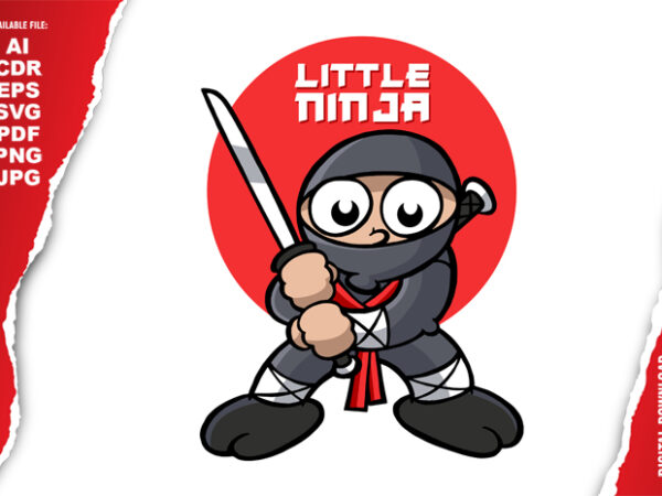 Little ninja t shirt vector graphic