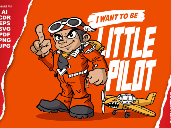 Little pilot t shirt vector graphic