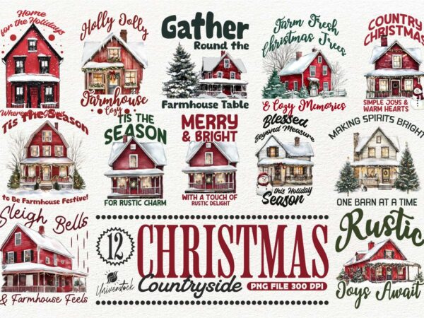 Christmas countryside png t-shirt designs bundle