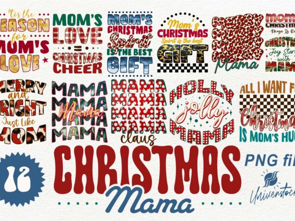 Christmas mama sublimation png t-shirt designs bundle