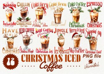 Christmas Iced Coffee Sublimation PNG T-shirt Designs Bundle