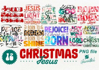 Christmas Jesus Quotes PNG T-shirt Designs Bundle