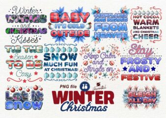 Winter Christmas Sublimation PNG T-shirt Designs Bundle