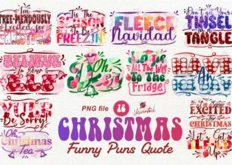 Christmas Funny Puns Sublimation PNG T-shirt Designs Bundle