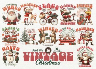 Vintage christmas sublimation png t-shirt designs bundle