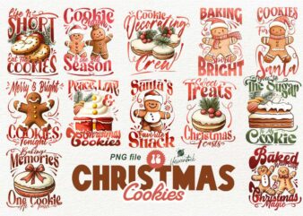 Christmas Cookie Sublimation PNG T-shirt Designs Bundle