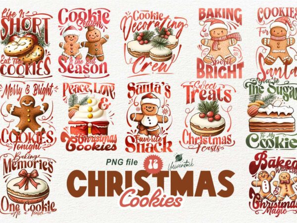 Christmas cookie sublimation png t-shirt designs bundle