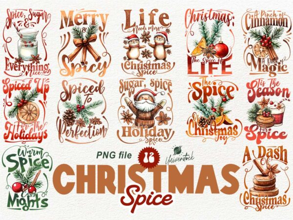 Christmas spice sublimation png t-shirt designs bundle