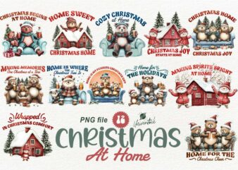 Christmas at home sublimation png t-shirt designs bundle