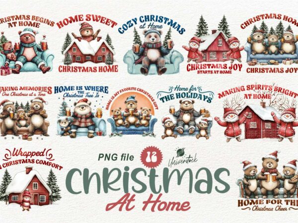 Christmas at home sublimation png t-shirt designs bundle