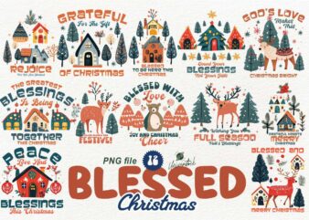 Blessed Christmas Sublimation PNG T-shirt Designs Bundle