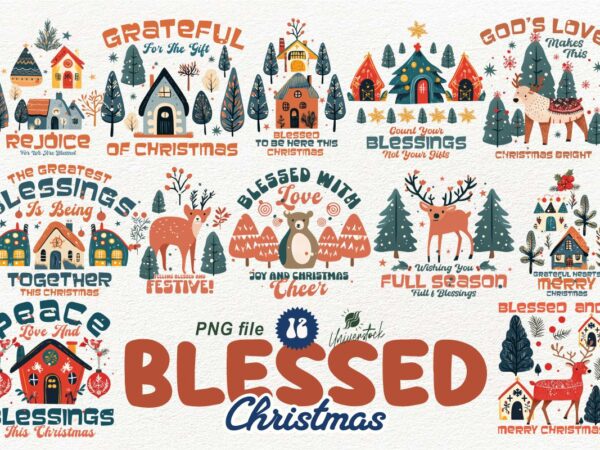 Blessed christmas sublimation png t-shirt designs bundle