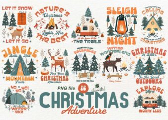 Christmas Adventure Sublimation PNG T-shirt Designs Bundle