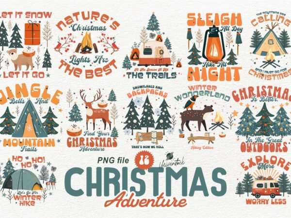 Christmas adventure sublimation png t-shirt designs bundle