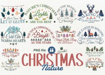 Christmas Nature Sublimation PNG T-shirt Designs Bundle