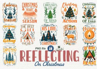 Reflecting On Christmas PNG T-shirt Designs Bundle