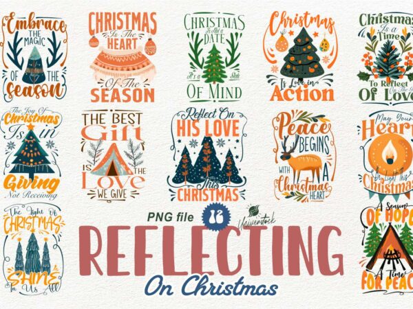 Reflecting on christmas png t-shirt designs bundle