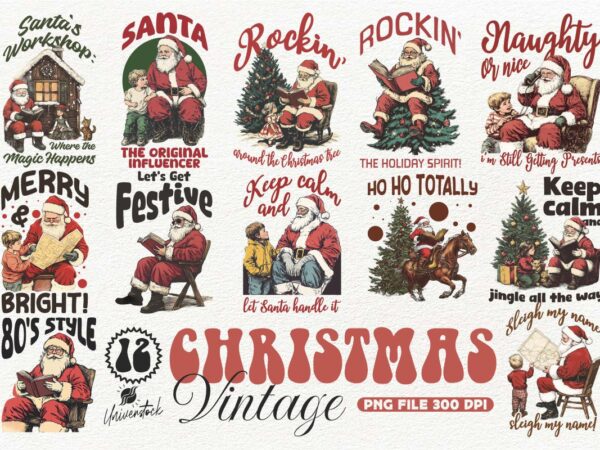 80’s christmas vintage png t-shirt designs bundle