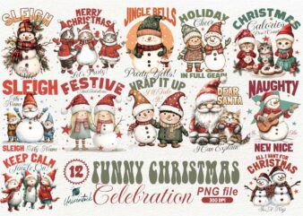 Funny Christmas Celebrate PNG T-shirt Designs Bundle