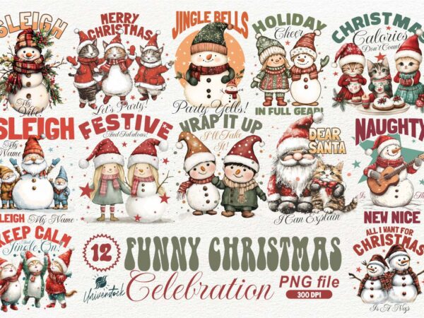 Funny christmas celebrate png t-shirt designs bundle