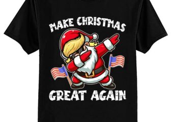 Make Christmas Great Again Dabbing Santa Trump American T-Shirt ltsp