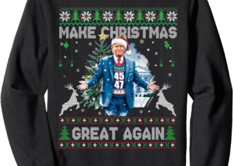 Make Christmas Great Again Ugly Sweaters Funny Trump 47 Xmas Sweatshirt