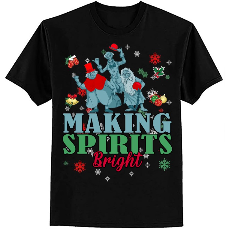 Making Spirits Bright Christmas Haunted Ghosts T-Shirt ltsp