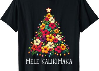 Mele Kalikimaka Hawaiian Christmas Tree Hawaii Tropical Xmas T-Shirt