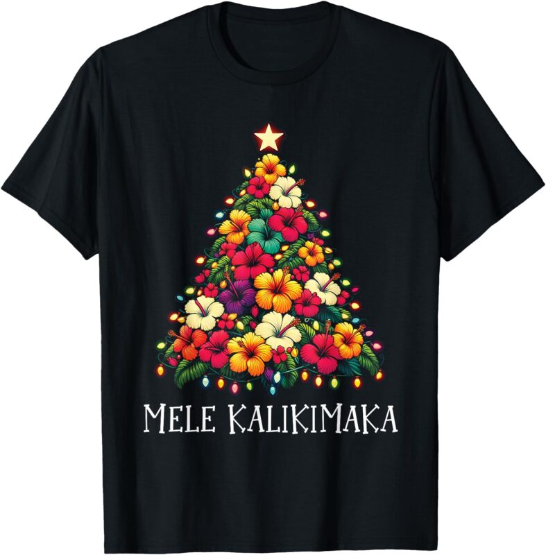 Mele Kalikimaka Hawaiian Christmas Tree Hawaii Tropical Xmas T-Shirt