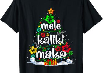 Mele Kalikimaka Tropical Christmas Hawaiian Santa Xmas Tree T-Shirt