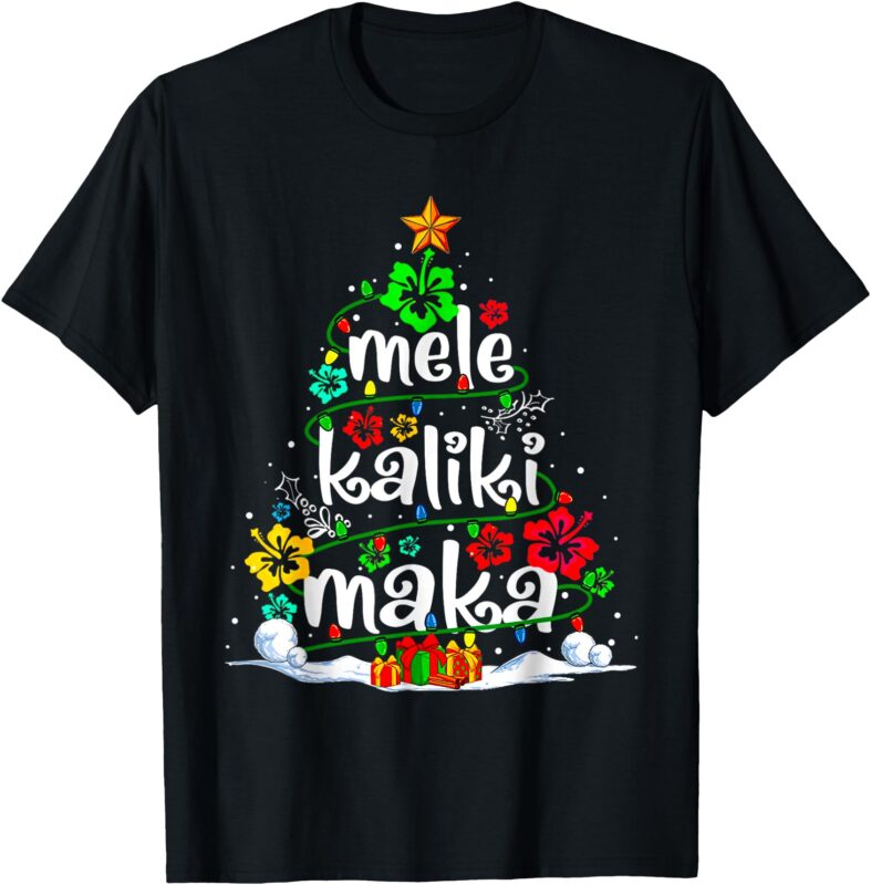 Mele Kalikimaka Tropical Christmas Hawaiian Santa Xmas Tree T-Shirt