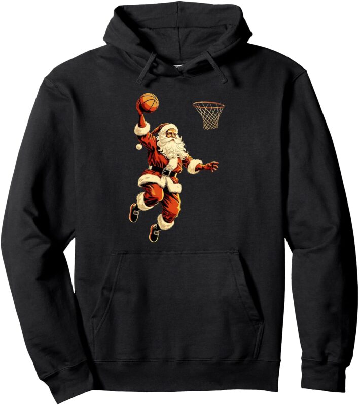 Men Boys Kids Santa Playing Basketball Christmas Basketball Pullover Hoodie