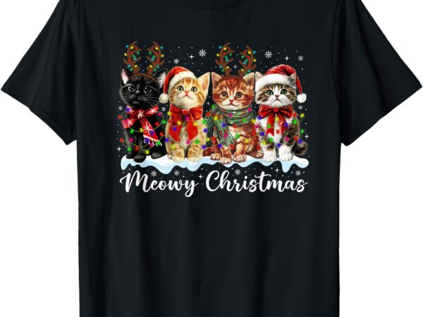 Meowy catmas cat christmas reindeer xmas family men women t-shirt