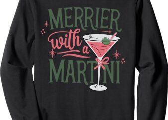 Merrier With a Martini Coquette Christmas Cocktail Martini Sweatshirt