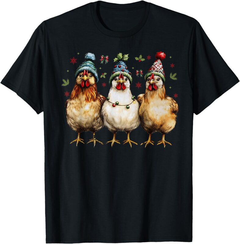 Merry Chickmas Chickens Funny Christmas Chicken Mom Lover T-Shirt