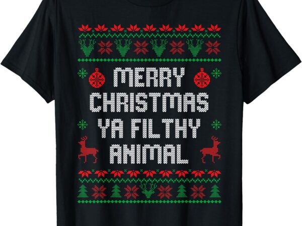 Merry christmas animal filthy ya xmas family pajama t-shirt