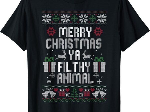 Merry christmas animal filthy ya xmas pajama t-shirt