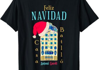 Merry Christmas, Antoni Gaudi drawing, Barcelona Spain T-Shirt