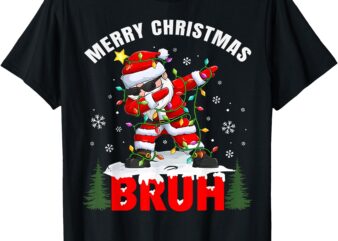 Merry Christmas Bruh Dabbing Santa Claus Teens Boys Kids T-Shirt