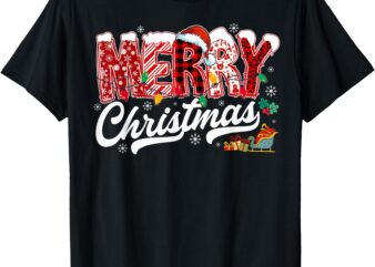 Merry Christmas Lights Red Santa Hat Xmas Family Men Women T-Shirt