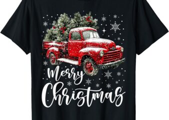 Merry Christmas Red Truck Family Matching Christmas Pajama T-Shirt