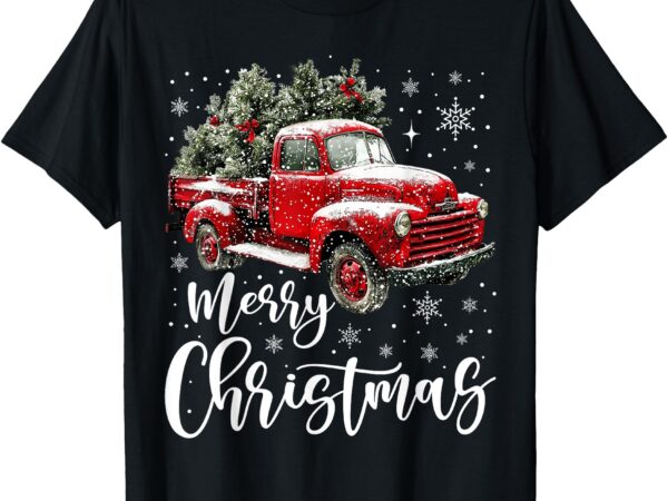 Merry christmas red truck family matching christmas pajama t-shirt