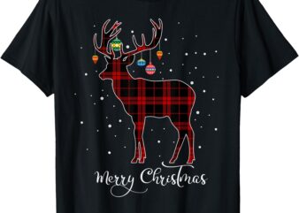 Merry Christmas Reindeer Red Plaid Snowflake Family Matching T-Shirt