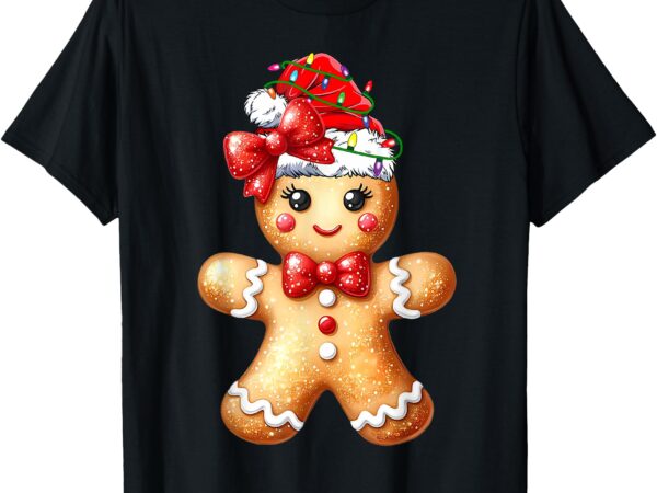 Merry christmas shirt gingerbread santa pajamas girls women t-shirt