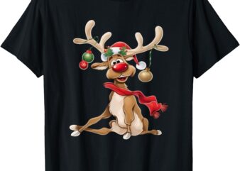 Merry Christmas T-Shirt Women Gifts for him funny Reindeer T-Shirt