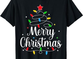 Merry Christmas Tree Lights Family Matching Men Women Girls T-Shirt