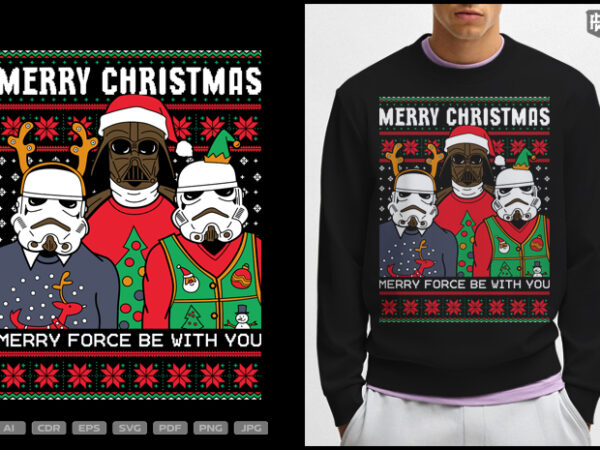 Merry force be with you t shirt designs for sale