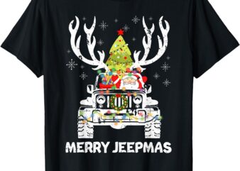 Merry Jeepmas Ugly Light Reindeer Christmas T-Shirt