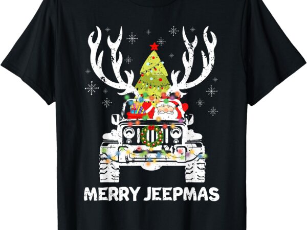 Merry jeepmas ugly light reindeer christmas t-shirt