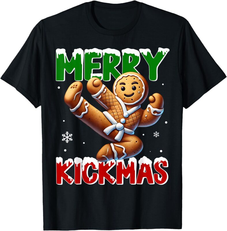 Merry Kickmas Taekwondo Karate Gingerbread Man Martial Arts T-Shirt